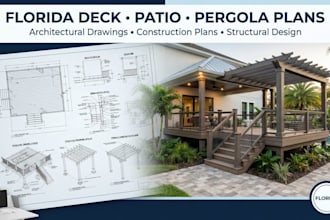 florida pe deck design patio plans pergola architectural drawings construction