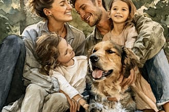 paint a family watercolor portrait painting