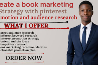 create a book marketing strategy with pinterest promotion and audience research