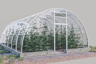 build 3d greenhouse design, greenhouse farm, vertical farm, high tech greenhouse