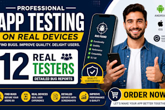 provide 12 real android user to test rate review ur app continuously for 14 days