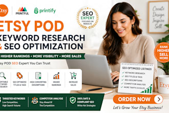 do etsy pod keyword research listing SEO optimization  ecommerce expert