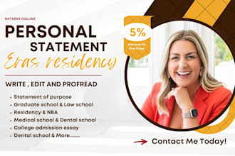 edit eras residency application medical personal statement, cv, lor within 12hrs
