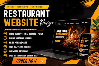 design catering, restaurant website with online ordering and reservation system