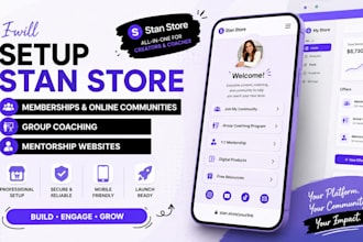 setup stan store memberships online communities group coach mentorship website