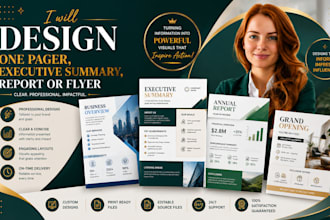 design one pager, executive summary, report or flyer