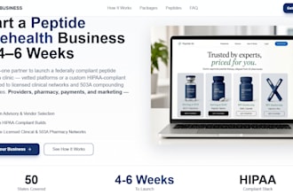 build a peptide marketing website, store with SEO, ads research and sales funnel