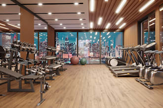 3d gym interior design fitness club yoga sport complex pilates boxing gymnasium