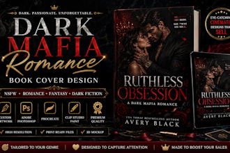design dark mafia romance book cover with fantasy character art in photoshop