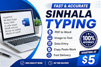 do sinhala typing, PDF to word, copy paste and data entry