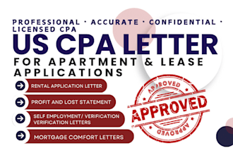provide CPA letter for rental application and self employed proof of income