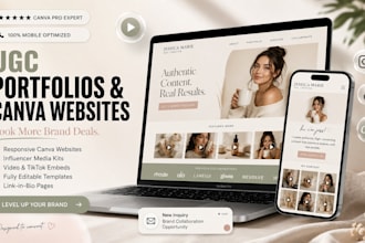 design your ugc portfolio, canva website, influencer media kit, and landing page