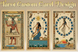 design custom tarot card game illustration, oracle card deck, dark art card game