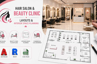 create hair salon layouts, beauty clinic floor plans and interior space planning