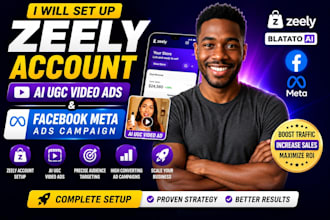set up zeely account ai ugc video ads facebook meta ads campaign movie events