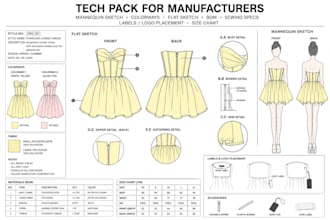 design clothing techpack fashion apparel flat sketch for manufacturer