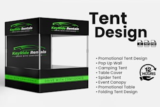 design canopy tent, table cover, flag and tent in 24 hours