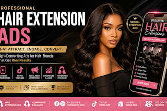 setup hair extension meta ads, human hair tiktok ads, wig extension google ads
