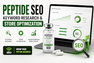 do peptide SEO, keyword research and optimize your peptide supplement store