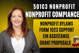 quickly prepare 501c3 nonprofit bylaws, form 1023, ein and irs documents