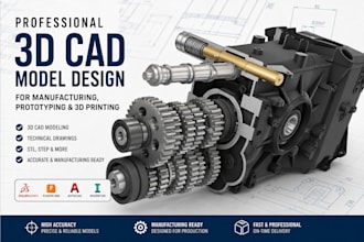 do 3d product cad design, 3d cad modeling, manufacturing, prototyping stl files