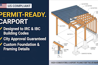do fl, tx, az, ca, nc, carport permit drawings, site plans and structural plans