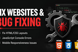 fix HTML CSS javascript bugs and customize website layouts