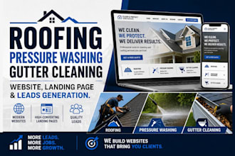 build roofing, pressure washing, gutter cleaning website, landing page and leads