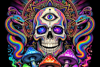 design custom psychedelic art illustration trippy logo