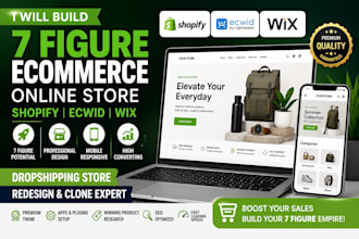 build 7figure shopify ecwid wix online store redesign shopify dropshipping store