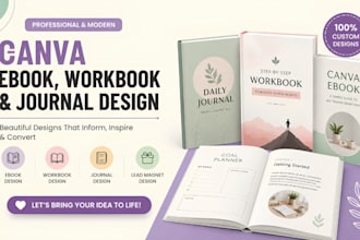design canva ebook, lead magnet, workbook, ebook cover and 3d mockup