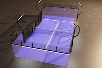 design 3d padel court, pickleball court, gym and sports complex rendering