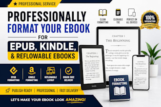 format  ebook for epub, apple, kindle and reflowable ebooks