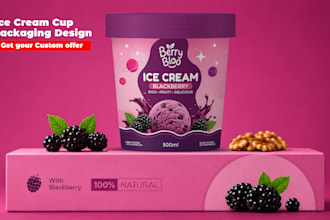 design ice cream packaging, cup label and tub packaging