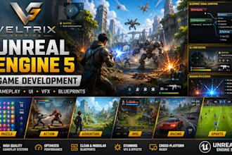 develop your unreal engine 5 game with UI, vfx and gameplay