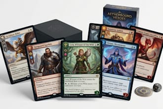 design tcg tarot trading card game illustration poker card board game box mockup