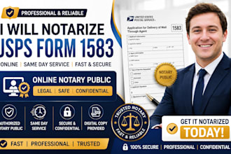 notarize usps form 1583 online same day notary public legal document fast