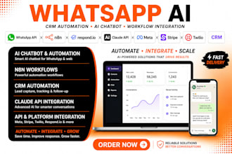 whatsapp ai CRM automation n8n chatbot claude API meta stripe twilio respond io