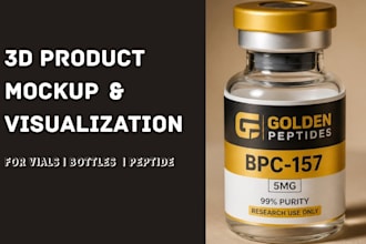 create peptide 3d product mockup and visualization for vials and bottles
