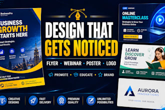 design business flyer, webinar design, educational poster and logo design