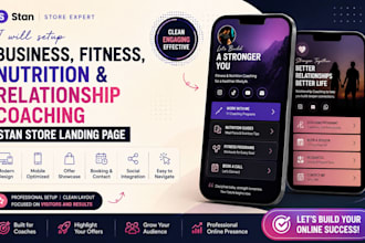 business fitness nutrition relationship coaching stan store landing page design