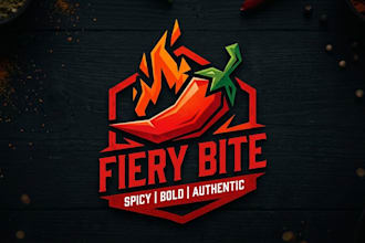 design a bold red chili logo for your food brand