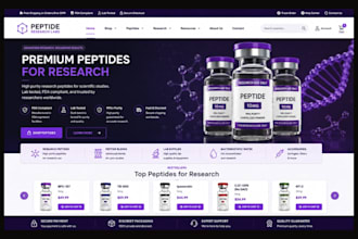 design woocommerce peptide website , peptide store, peptide research website