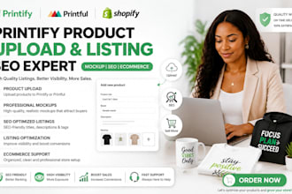 create printify product upload mockup listing SEO design ecommerce expert