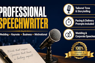 offer professional speech writing for wedding  business motivational speech