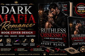 design dark mafia romance book cover with character illustration