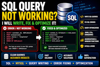 write, fix and optimize sql queries