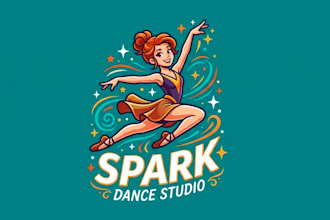 draw wonderful dance studio mascot logo design with business
