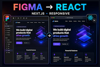 convert figma or PSD to react and next js responsive website