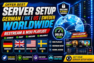 offer best server setup, german, uk, us, sweden worldwide restream m3u playlist
